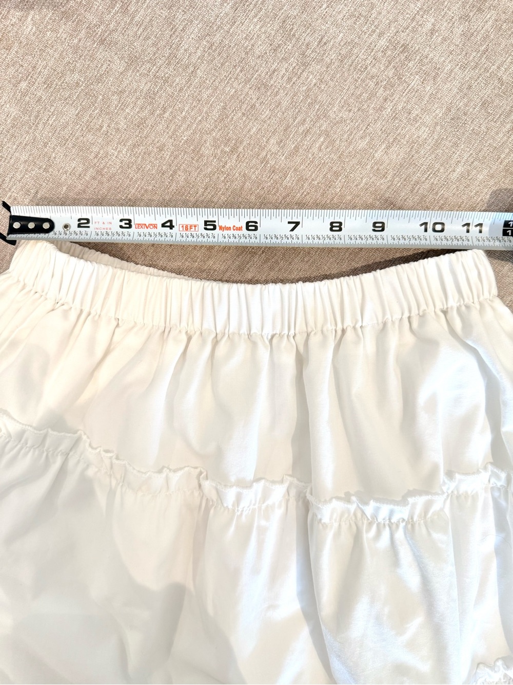 White Cotton Tiered Midi Skirt with Lining - Picture 6 of 8